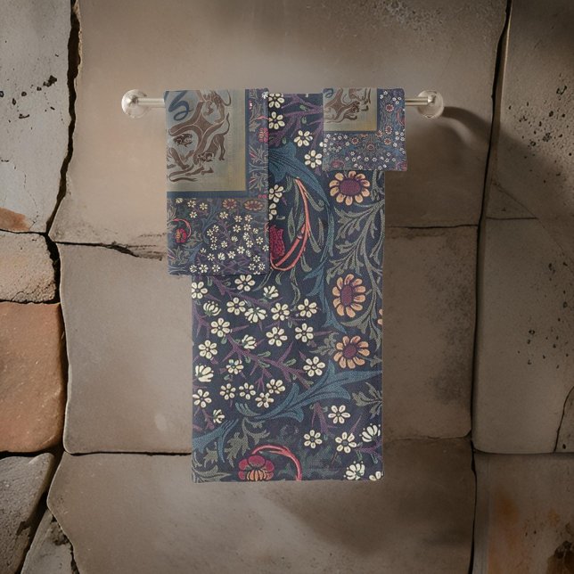 Conjunto De Toalhas William * Morris Blackthorne Monograma | (Criador carregado)