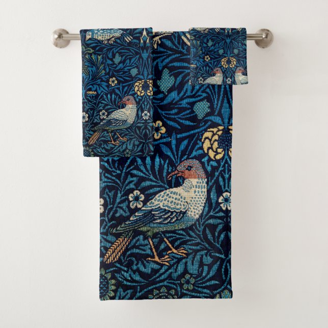 Conjunto De Toalhas William Morris Blue Birds Tapeçaria Clássica (Insitu)