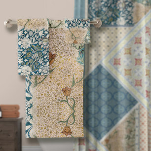 Conjunto De Toalhas William Morris Blue Floral Vintage Art