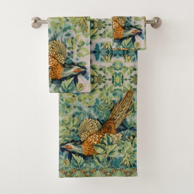 Conjunto De Toalhas William * Morris Faisão Pássaro Banho Floresta Vin (Insitu)