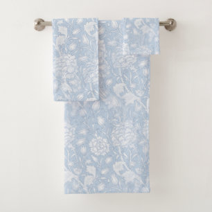 Conjunto De Toalhas William Morris Floral Patterno em Azul