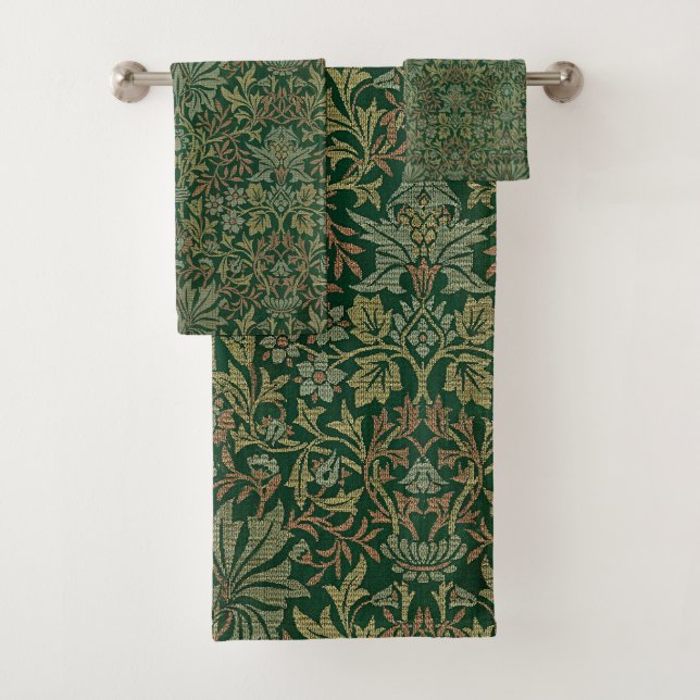 Conjunto De Toalhas William Morris Flower Garden-Greens (Insitu)