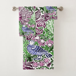 Conjunto De Toalhas William Morris Folk Art Birds Flores Bolotas