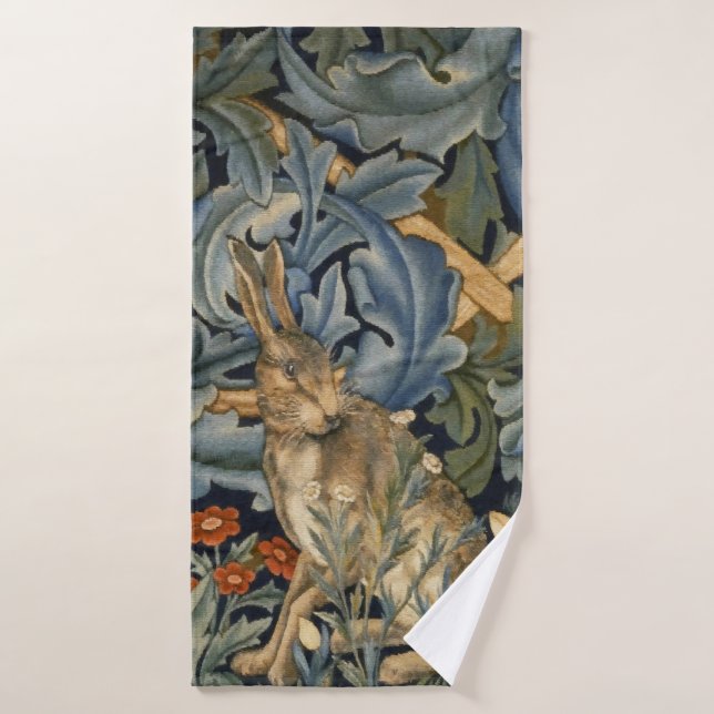Conjunto De Toalhas William Morris Forest Rabbit Floral Art Nouveau (Toalha de Banho)