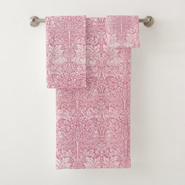 Conjunto De Toalhas William Morris Forest Rabbit Foliage Pink
