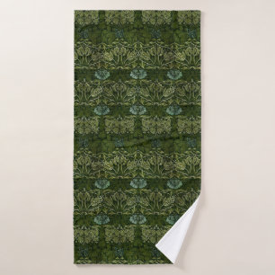 Conjunto De Toalhas William Morris Grandes Folhas Verdes e Flor Azul