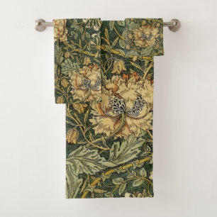 Conjunto De Toalhas William Morris Honeysuckle Verde Amarelo