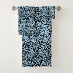 Conjunto De Toalhas William Morris Irmão Coelho Azul Claro Preto