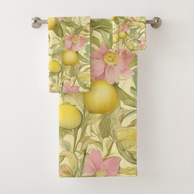 Conjunto De Toalhas William Morris Limão & Floral (Insitu)