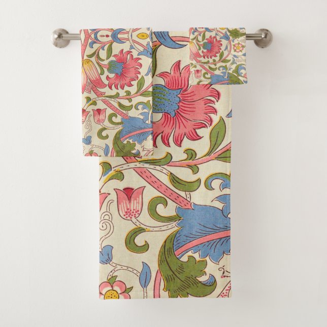 Conjunto De Toalhas William Morris Lodden Padrão Floral Pastel  (Insitu)