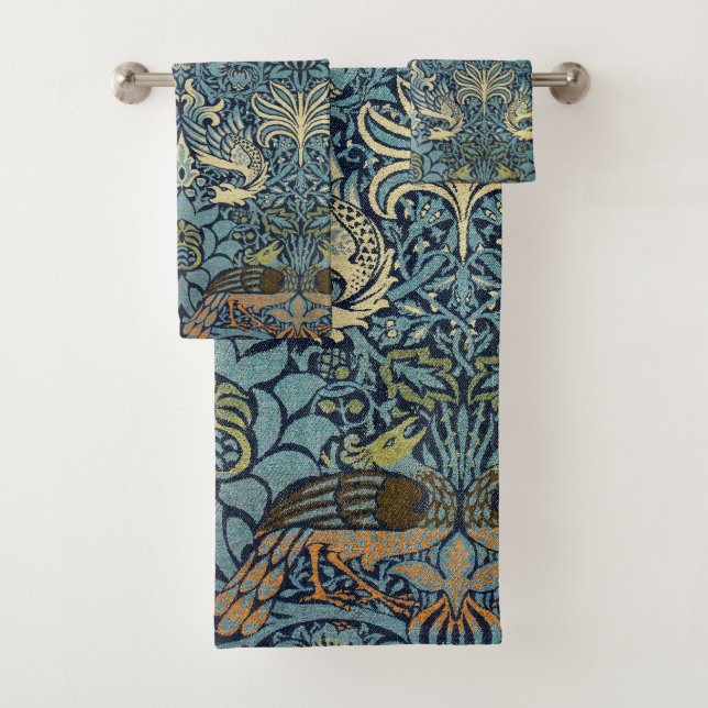 Conjunto De Toalhas William Morris Pavão e Dragão Desenho Tecido (Insitu)