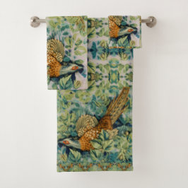 Conjunto De Toalhas William * Morris Phesant Bird Vintage Forest Bath