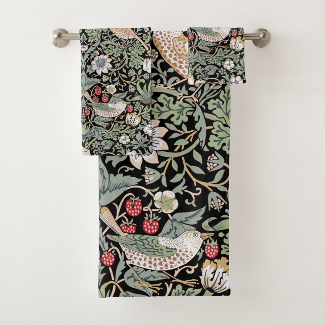 Conjunto De Toalhas William Morris Strawberry Thief I Black Birds (Insitu)