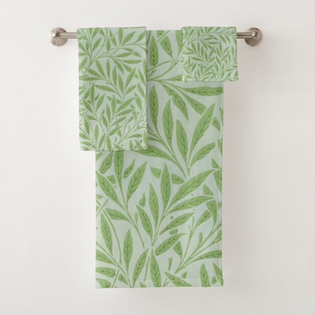 Conjunto De Toalhas William Morris Willow Flor Clássico Verde (Insitu)