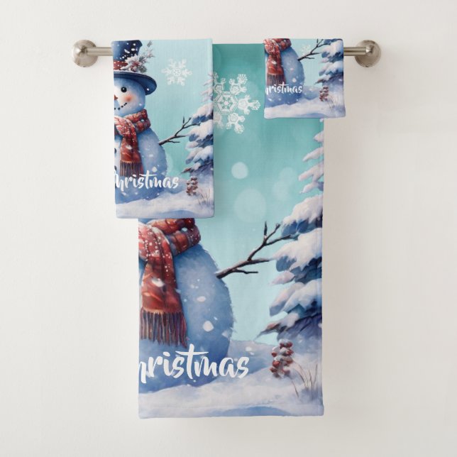 Conjunto De Toalhas Winter Forest Snowman Natal | Cerceta (Insitu)