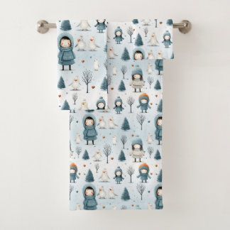 Conjunto De Toalhas Winter Kids Playing