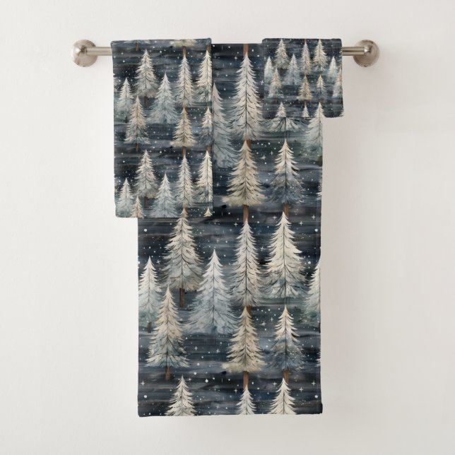 Conjunto De Toalhas Winter Pines & Holiday Sentiments (Insitu)