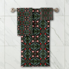 Conjunto De Toalhas Winters Snowflakes, Poinsettias, Cardinhos