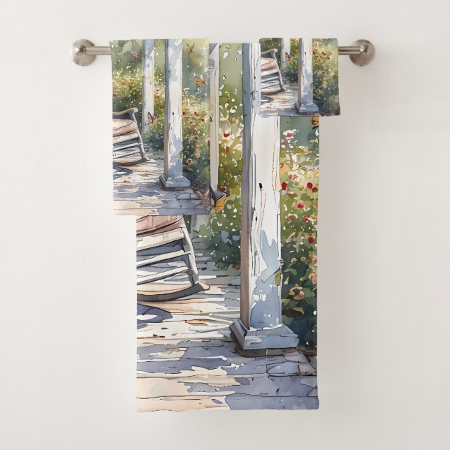 Conjunto De Toalhas Wisteria Porch Rocking Cena (Insitu)