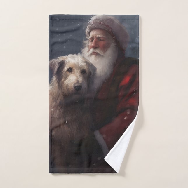 Conjunto De Toalhas Wolfhound com Papai Noel Natal Festivo (Toalha de mão)
