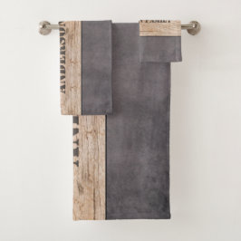 Conjunto De Toalhas Wood on Dark Background, Family Name