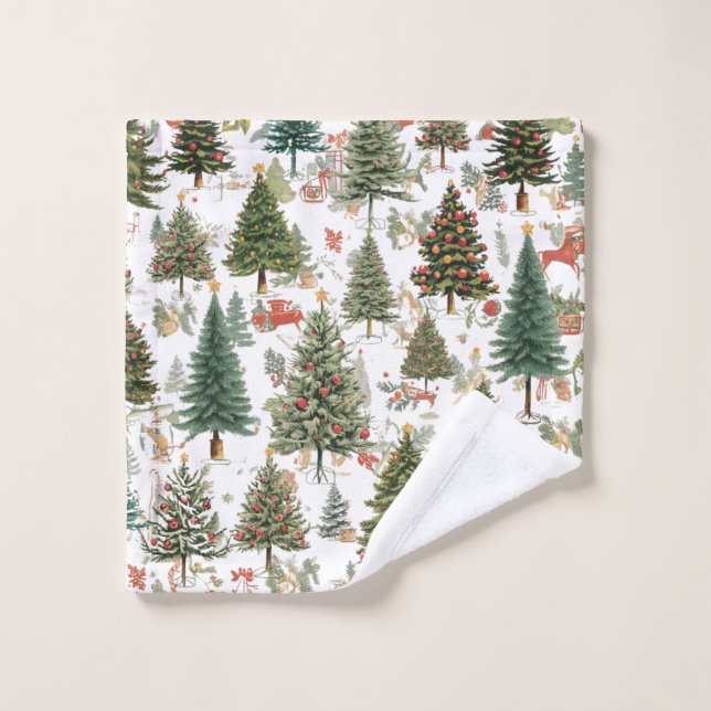 Conjunto De Toalhas Woodland Christmas Trees,Forest Design (Pano de lavar)