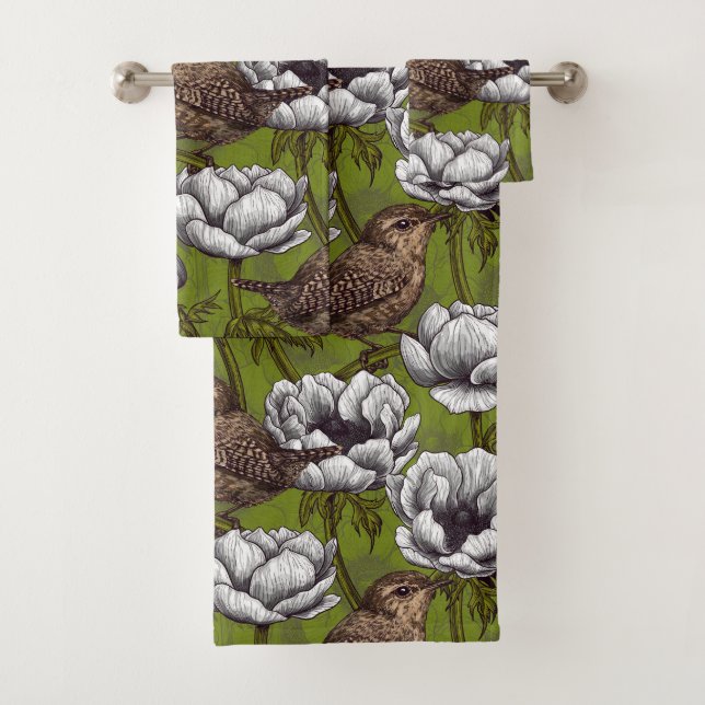 Conjunto De Toalhas Wrens no jardim branco de anêmonas (Insitu)