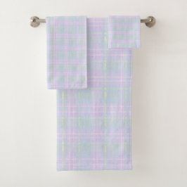 Conjunto De Toalhas Xadrez Azul Aqua Praire