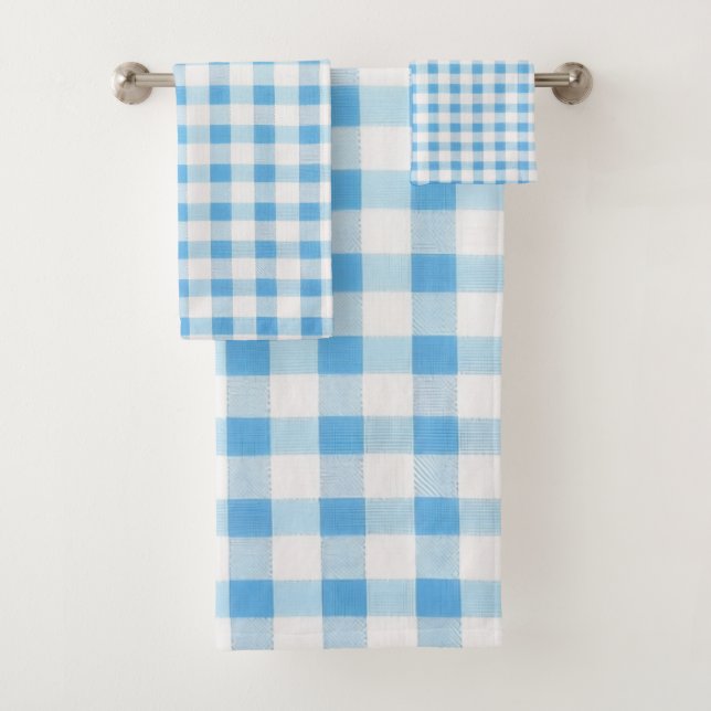 Conjunto De Toalhas Xadrez Azul Bebê (Insitu)