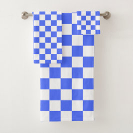 Conjunto De Toalhas Xadrez azul-claro clássico visual