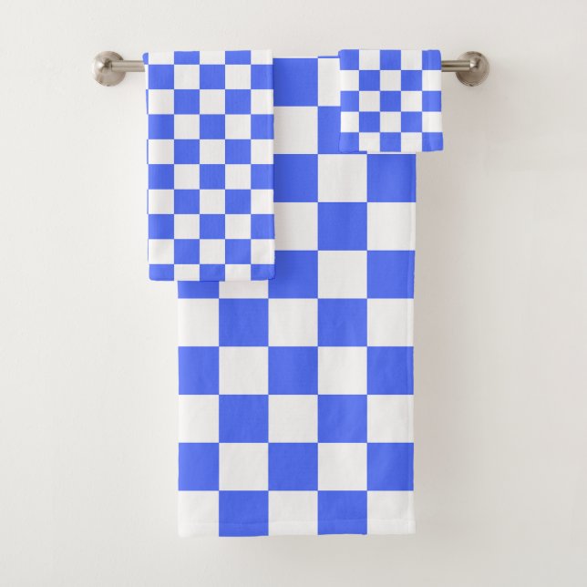 Conjunto De Toalhas Xadrez azul-claro clássico visual (Insitu)