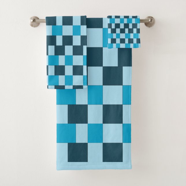 Conjunto De Toalhas Xadrez Azul Marinho (Insitu)