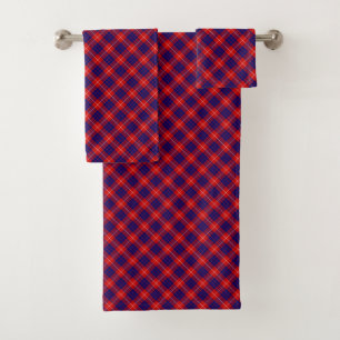 Conjunto De Toalhas Xadrez azul-roxa-tartan