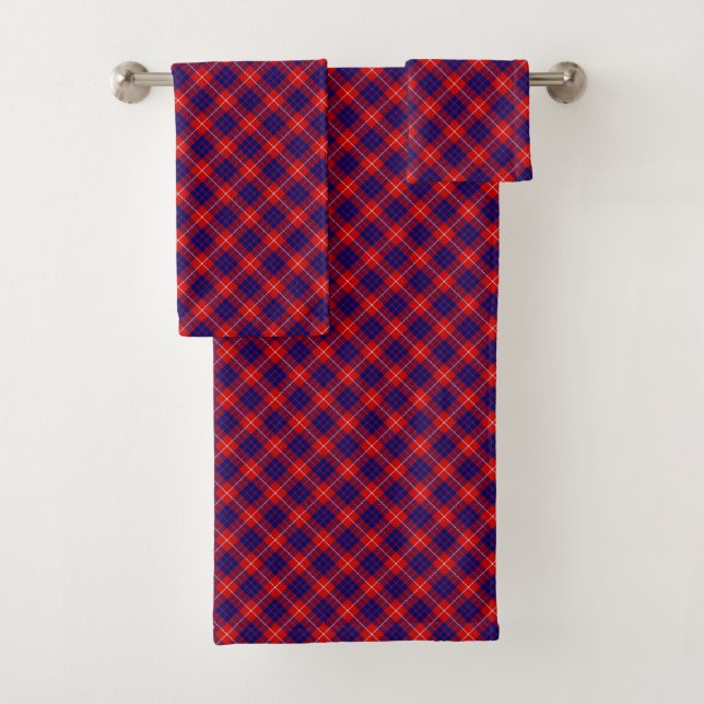 Conjunto De Toalhas Xadrez azul-roxa-tartan (Insitu)