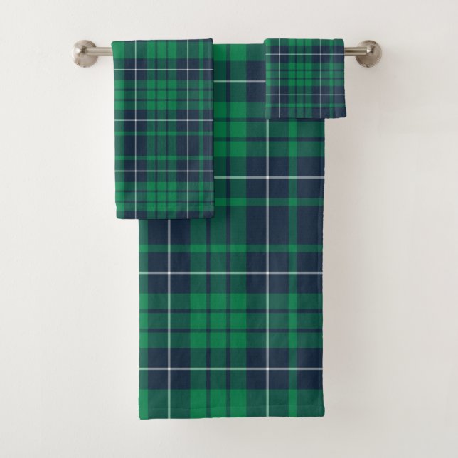 Conjunto De Toalhas Xadrez Azul Verde Clássico (Insitu)