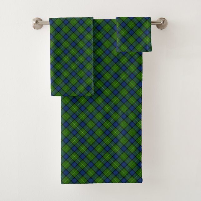 Conjunto De Toalhas Xadrez azul verde Muir Moore tartan (Insitu)