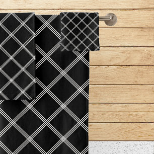 Conjunto De Toalhas Xadrez branca e preto clássico