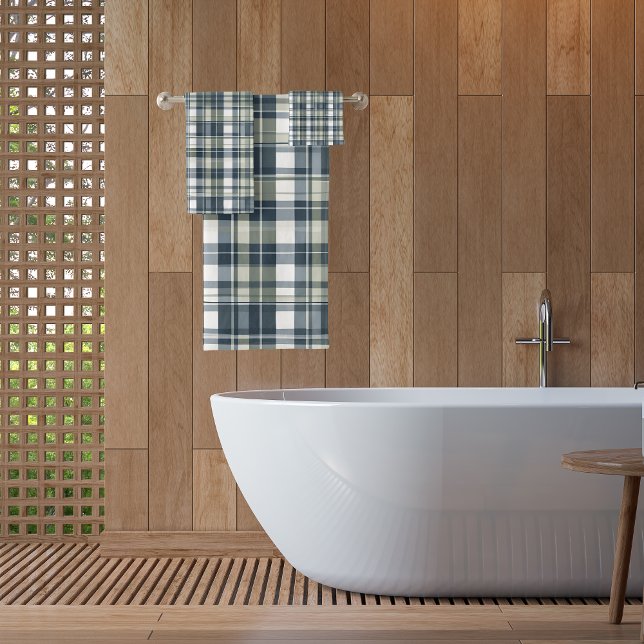 Conjunto De Toalhas Xadrez branca verde Denim Blue Sage (Criador carregado)