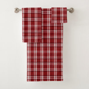 Conjunto De Toalhas Xadrez branca vermelha