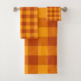 Conjunto De Toalhas Xadrez Búfalo Âmbar Mel