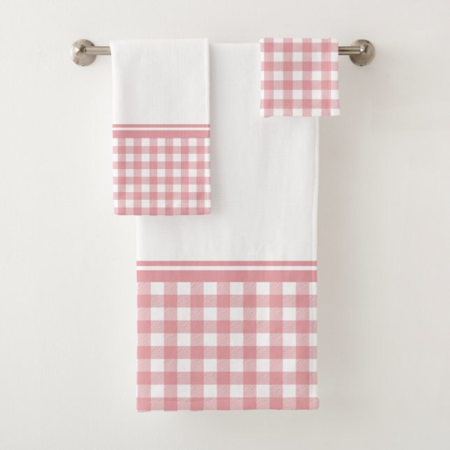 Conjunto De Toalhas Xadrez Búfalo Rosa e Branco (Insitu)