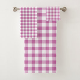 Conjunto De Toalhas Xadrez Búfalo Rosa Moderno