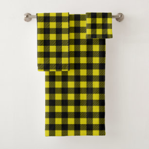 Conjunto De Toalhas Xadrez de Buffalo Amarelo e Negro