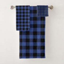 Conjunto De Toalhas Xadrez de Buffalo - Homem-Flannel Azul