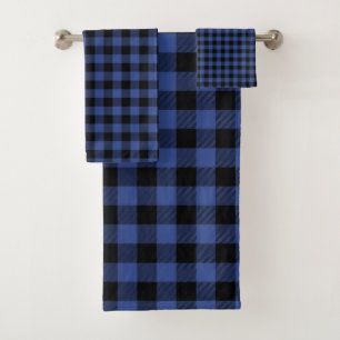Conjunto De Toalhas Xadrez de Buffalo - Homem-Flannel Azul