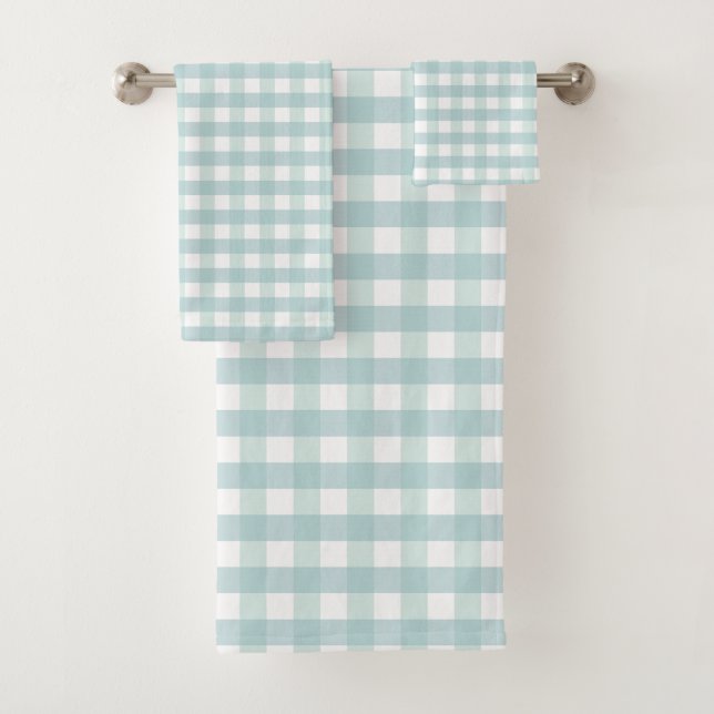 Conjunto De Toalhas Xadrez de Ginga Verde Hortelã de Verão (Insitu)