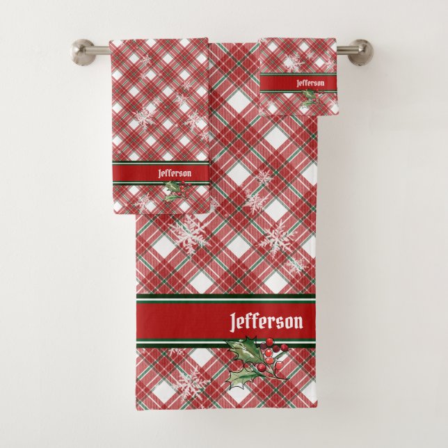 Conjunto De Toalhas Xadrez de Natal Vermelho Verde (Insitu)