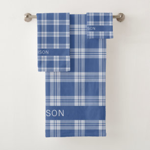 Conjunto De Toalhas Xadrez de nome personalizado / Padrão de Tartan