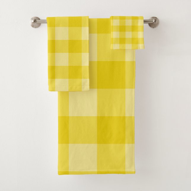 Conjunto De Toalhas Xadrez dos quadrados amarelo-sol feliz (Insitu)