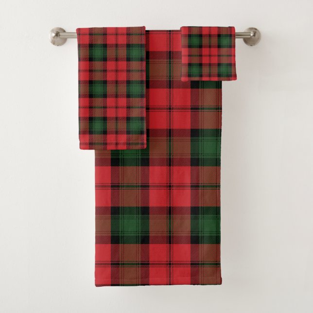 Conjunto De Toalhas Xadrez Elegante Rustic Red e Green Tartan (Insitu)